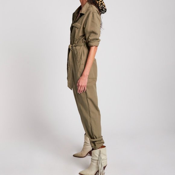 BNWT One Teaspoon Super Khaki Claudia Denim Overall Khaki Olive Green Jumpsuit - Picture 3 of 16